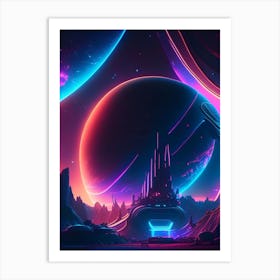 Celestial Neon Nights Space Art Print