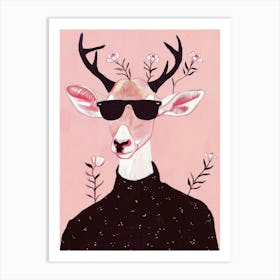 Deer With Sunglasses Art Print