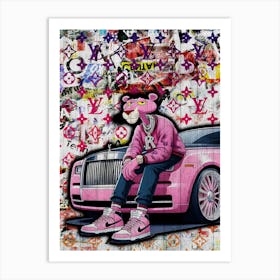 Pop Art Pink Panther Luxury Car Art Print