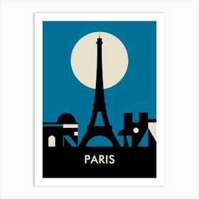 Paris Skyline Blue Art Print