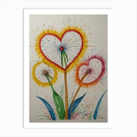 Heart Dandelion Art Print