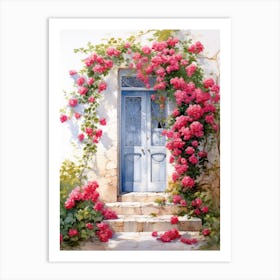 Nice, France   Mediterranean Doors Watercolour Painting 1 Art Print