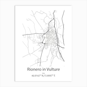 Rionero In Vulture,Italy Minimalist Map Art Print