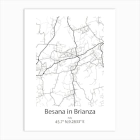 Besana In Brianza,Italy Minimalist Map Art Print