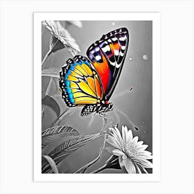 Butterfly On A Flower 3 Art Print