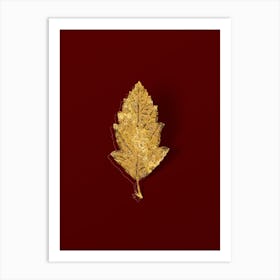 Vintage Crabapple Botanical in Gold on Red Art Print