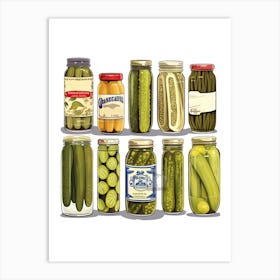 Pickles And Pickles Jars Illustration 3 Art Print