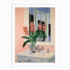 Bathroom Vanity Painting With A Foxglove Bouquet 4 Art Print