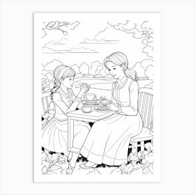 Line Art Inspired By The Luncheon On The Grass 1 Art Print