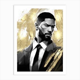 Black Man with Gold Abstract 14 Art Print