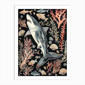 Bigeye Thresher Shark Black Seascape Art Print