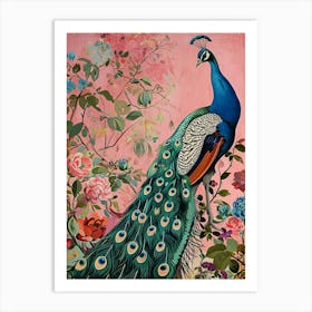 Floral Animal Painting Peacock 2 Art Print