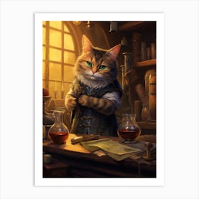 Cute Cat Alchemist With Potions 3 Art Print