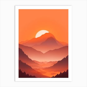 Misty Mountains Vertical Composition In Orange Tone 283 Art Print