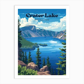 Crater Lake National Park Beautiful Art Illustration Art Print