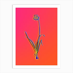 Neon Nodding Onion Botanical in Hot Pink and Electric Blue n.0402 Art Print