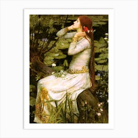 Ophelia by John William Waterhouse - Mythological Goddess Witchy Art Print Waterhouse's Vintage Oil Painting Beautiful Woman Famous Pre-Raphaelite 19th Century Maiden Art Print