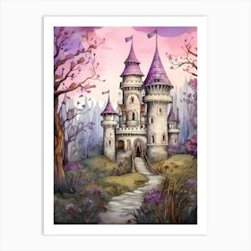 fantasy watercolor castle Art Print