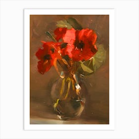 Red Flowers In A Vase Art Print