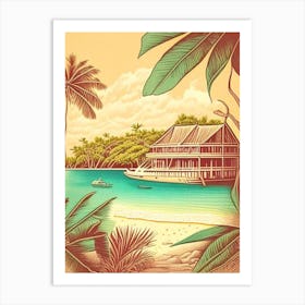 Maafushi Island Maldives Vintage Sketch Tropical Destination Art Print