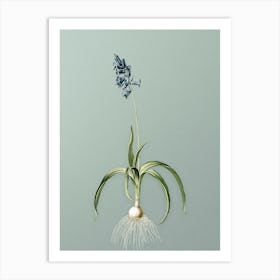 Vintage Common Bluebell Botanical Art on Mint Green n.0916 Art Print