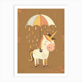 Unicorn Under An Umbrella Muted Pastels 2 Art Print