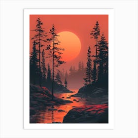 Sunset In The Forest 4 Art Print