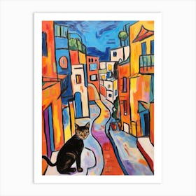 Painting Of A Cat In Rome Italy 2 Art Print