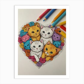 Heart Of Kittens Art Print