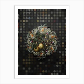 Vintage Pear Fruit Wreath on Dot Bokeh Pattern n.0672 Art Print