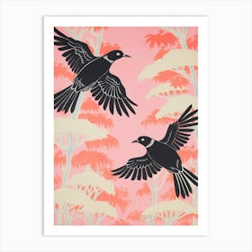 Vintage Japanese Inspired Bird Print Kiwi 1 Art Print