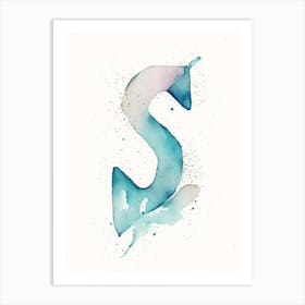 S, Letter, Alphabet Minimalist Watercolour 1 Art Print