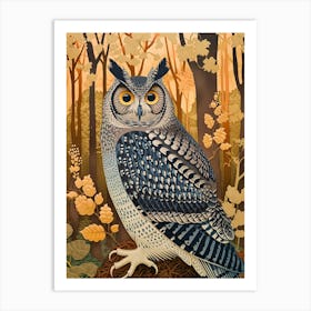 Burmese Fish Owl Relief Illustration 1 Art Print