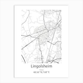 Lingolsheim,France Minimalist Map Art Print