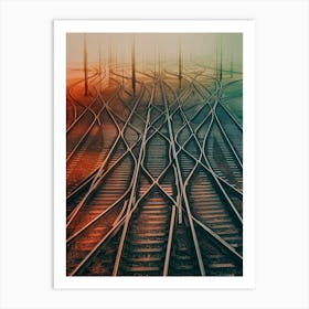 Train Tracks In The Fog Art Print