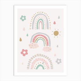 Hand drawn Colorful Rainbows Children's 1 Art Print