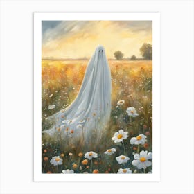 Sheet Ghost In A Field Of Flowers Painting (23) Art Print