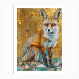 Fox Gold Effect Collage 3 Art Print