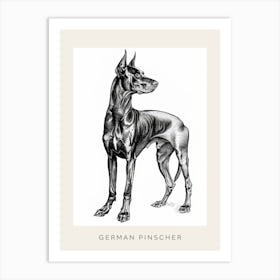 German Pinscher Dog Line Art 2 Poster Art Print