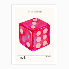 Pink Dice Retro Luck Angel Numbers 777 Art Print