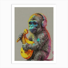 Monkey Playing Guitar 1 Art Print