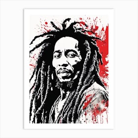 Bob Marley Portrait Ink Painting (2) Art Print