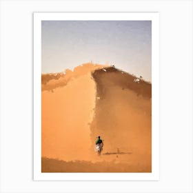 Lonely Traveler And Desert Oil Painting Landscape Art Print