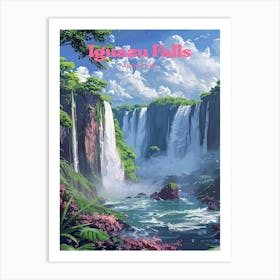 Iguazu Falls Argentina Paradise Travel Art Illustration Art Print