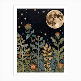 Moonlight In The Meadow Style William Morris 3 Art Print