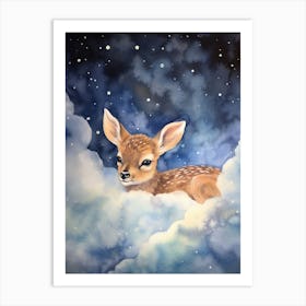 Baby Deer 4 Sleeping In The Clouds Art Print