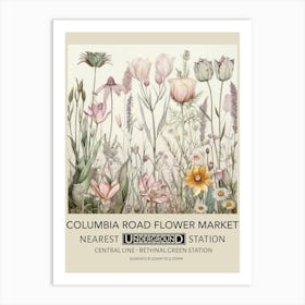 Columbia Road Flower Market 4 Vintage Underground Travel Poster Art Print