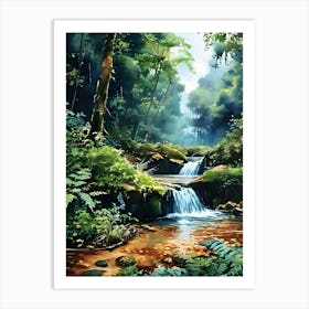 Waterfall In The Forest 3 Art Print