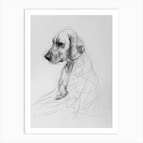 Minimalist Beagle Dog Charcoal Line 3 Art Print