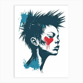 Girl With Heart Tattoo Art Print